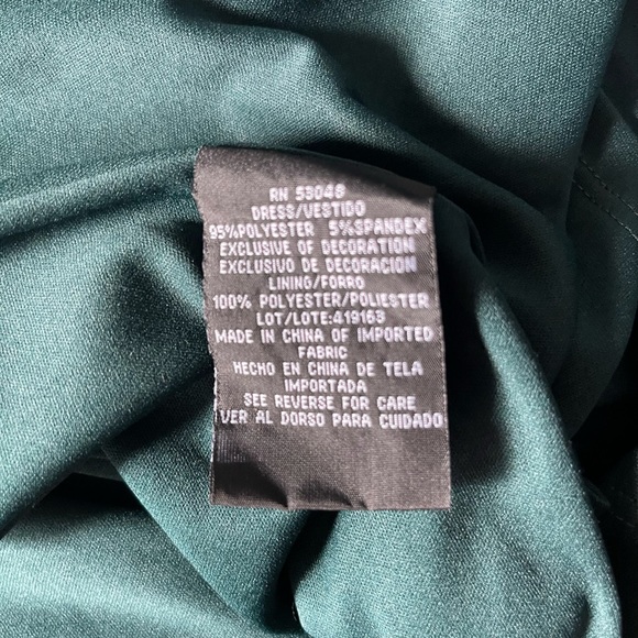 Morgan & Co Hunter Green Rhinestone Cut Out Gown Size 9/10 - Picture 8 of 15